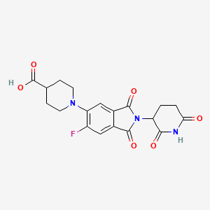 molecular formula C19H18FN3O6 B14073441 1-(2-(2,6-Dioxopiperidin-3-yl)-6-fluoro-1,3-dioxoisoindolin-5-yl)piperidine-4-carboxylic acid 