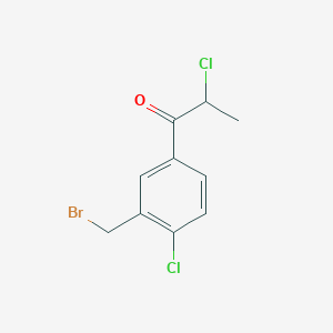 molecular formula C10H9BrCl2O B14073494 1-(3-(Bromomethyl)-4-chlorophenyl)-2-chloropropan-1-one 