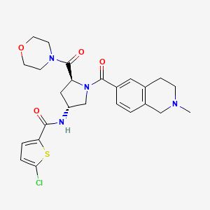 molecular formula C25H29ClN4O4S B14073510 5-chloro-N-((3R,5S)-1-(2-methyl-1,2,3,4-tetrahydroisoquinoline-6-carbonyl)-5-(morpholine-4-carbonyl)pyrrolidin-3-yl)thiophene-2-carboxamide 