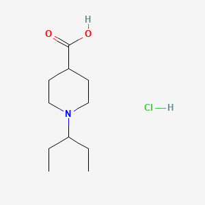 molecular formula C11H22ClNO2 B1407355 1-(1-Ethylpropyl)piperidine-4-carboxylic acid hydrochloride CAS No. 1987680-40-9