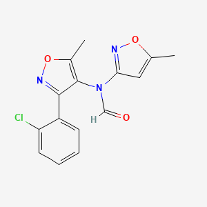 molecular formula C15H12ClN3O3 B14073565 N-(3-(2-chlorophenyl)-5-methylisoxazol-4-yl)-N-(5-methylisoxazol-3-yl)formamide 