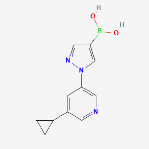 molecular formula C11H12BN3O2 B14073635 (1-(5-Cyclopropylpyridin-3-yl)-1H-pyrazol-4-yl)boronic acid 