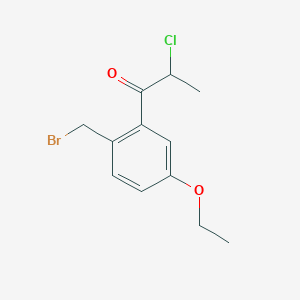 molecular formula C12H14BrClO2 B14073639 1-(2-(Bromomethyl)-5-ethoxyphenyl)-2-chloropropan-1-one 