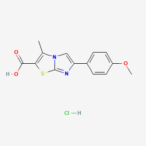 molecular formula C14H13ClN2O3S B1407364 6-(4-甲氧基苯基)-3-甲基咪唑并[2,1-b]-[1,3]噻唑-2-甲酸盐酸盐 CAS No. 1417569-72-2