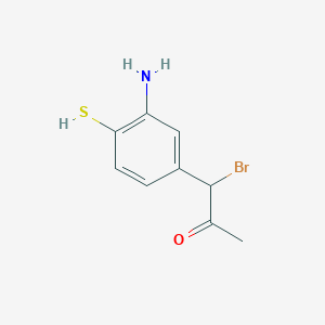 molecular formula C9H10BrNOS B14073665 1-(3-Amino-4-mercaptophenyl)-1-bromopropan-2-one 