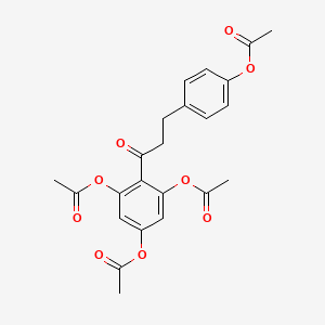 molecular formula C23H22O9 B14073691 3,5-Bis(acetyloxy)-2-{3-[4-(acetyloxy)phenyl]propanoyl}phenyl acetate CAS No. 42385-89-7