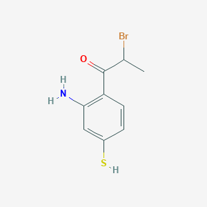 molecular formula C9H10BrNOS B14073717 1-(2-Amino-4-mercaptophenyl)-2-bromopropan-1-one 