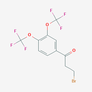 molecular formula C11H7BrF6O3 B14073814 1-(3,4-Bis(trifluoromethoxy)phenyl)-3-bromopropan-1-one 