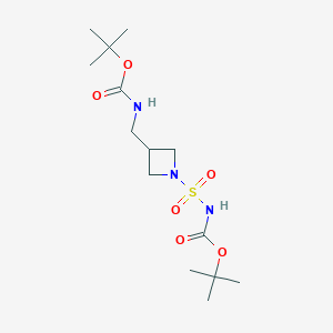 molecular formula C14H27N3O6S B14073892 Tert-butyl ((3-(((tert-butoxycarbonyl)amino)methyl)azetidin-1-yl)sulfonyl)carbamate 