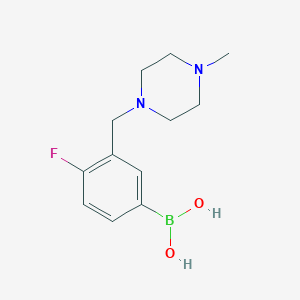 molecular formula C12H18BFN2O2 B1407395 4-Fluoro-3-((4-methylpiperazin-1-yl)methyl)phenylboronic acid CAS No. 1704063-92-2