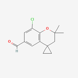 molecular formula C14H15ClO2 B1407447 8-Chloro-2,2-dimethylspiro[chroman-4,1'-cyclopropane]-6-carbaldehyde CAS No. 1350761-61-3