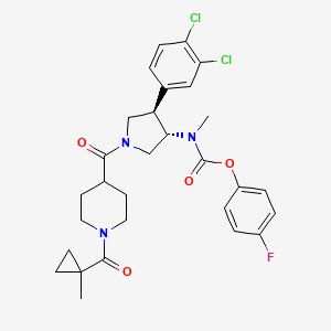 (4-fluorophenyl) N-[(3S,4R)-4-(3,4-dichlorophenyl)-1-[1-(1-methylcyclopropanecarbonyl)piperidine-4-carbonyl]pyrrolidin-3-yl]-N-methylcarbamate