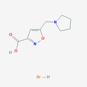 molecular formula C9H13BrN2O3 B1407465 5-(吡咯烷-1-基甲基)异恶唑-3-羧酸氢溴酸盐 CAS No. 1417569-78-8