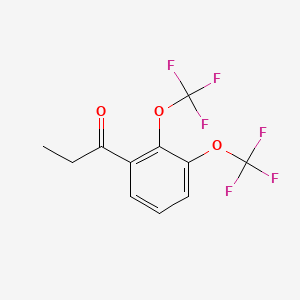 molecular formula C11H8F6O3 B14074816 1-(2,3-Bis(trifluoromethoxy)phenyl)propan-1-one 