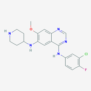 N4-(3-chloro-4-fluorophenyl)-7-methoxy-N6-(piperidin-4-yl)quinazoline-4,6-diamine