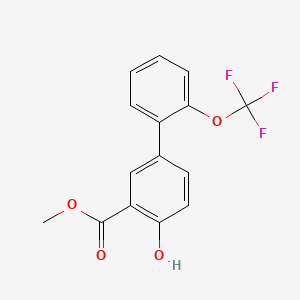 molecular formula C15H11F3O4 B14074929 Methyl 4-hydroxy-2'-(trifluoromethoxy)-[1,1'-biphenyl]-3-carboxylate 