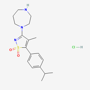molecular formula C18H26ClN3O2S B1407493 1-[5-(4-异丙基苯基)-4-甲基-1,1-二氧化异噻唑-3-基]-1,4-二氮杂环戊烷盐酸盐 CAS No. 1417567-91-9