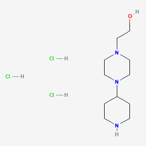 molecular formula C11H26Cl3N3O B1407501 2-[4-(4-Piperidinyl)-1-piperazinyl]ethanol trihydrochloride CAS No. 1609400-42-1