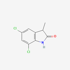 molecular formula C9H7Cl2NO B14075351 5,7-Dichloro-3-methyl-1,3-dihydro-2H-indol-2-one CAS No. 101349-14-8