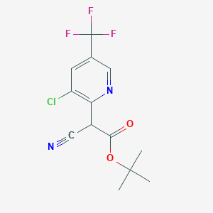 molecular formula C13H12ClF3N2O2 B1407567 tert-Butyl 2-[3-chloro-5-(trifluoromethyl)pyridin-2-yl]-2-cyanoacetate CAS No. 1426290-06-3