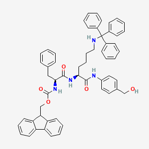 (9H-fluoren-9-yl)methyl ((S)-1-(((S)-1-((4-(hydroxymethyl)phenyl)amino)-1-oxo-6-(tritylamino)hexan-2-yl)amino)-1-oxo-3-phenylpropan-2-yl)carbamate