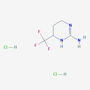 molecular formula C5H10Cl2F3N3 B1407605 6-(Trifluoromethyl)-1,4,5,6-tetrahydropyrimidin-2-amine dihydrochloride CAS No. 760214-90-2