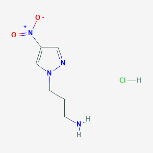 molecular formula C6H11ClN4O2 B1407611 [3-(4-硝基-1H-吡唑-1-基)丙基]胺盐酸盐 CAS No. 1417567-77-1