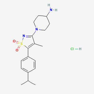 molecular formula C18H26ClN3O2S B1407623 1-[5-(4-Isopropylphenyl)-4-methyl-1,1-dioxidoisothiazol-3-yl]piperidin-4-amine hydrochloride CAS No. 1417566-85-8