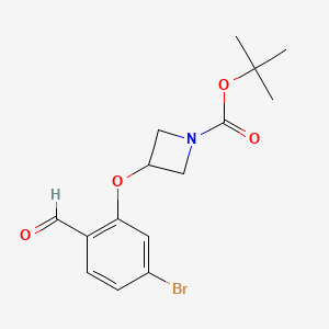 molecular formula C15H18BrNO4 B1407625 3-(5-溴-2-甲酰基苯氧基)-氮杂环丁烷-1-羧酸叔丁酯 CAS No. 1227466-99-0