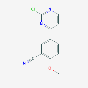 molecular formula C12H8ClN3O B1407630 5-(2-氯嘧啶-4-基)-2-甲氧基苯甲腈 CAS No. 1292317-51-1