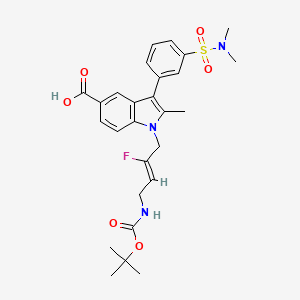 molecular formula C27H32FN3O6S B14076527 1-[(2Z)-4-{[(tert-butoxy)carbonyl]amino}-2-fluorobut-2-en-1-yl]-3-[3-(dimethylsulfamoyl)phenyl]-2-methylindole-5-carboxylic acid 