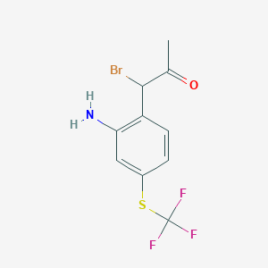 molecular formula C10H9BrF3NOS B14076538 1-(2-Amino-4-(trifluoromethylthio)phenyl)-1-bromopropan-2-one 