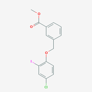 molecular formula C15H12ClIO3 B1407654 3-[(4-氯-2-碘苯氧基)甲基]苯甲酸甲酯 CAS No. 1706437-48-0