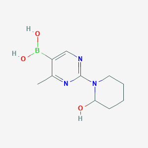 molecular formula C10H16BN3O3 B14076547 (2-(2-Hydroxypiperidin-1-yl)-4-methylpyrimidin-5-yl)boronic acid 