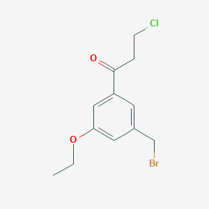 molecular formula C12H14BrClO2 B14076555 1-(3-(Bromomethyl)-5-ethoxyphenyl)-3-chloropropan-1-one 