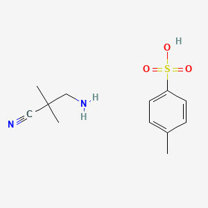 molecular formula C12H18N2O3S B14076572 3-Amino-2,2-dimethylpropanenitrile 4-methylbenzenesulfonate 