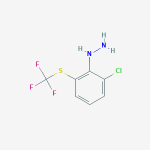 molecular formula C7H6ClF3N2S B14076621 1-(2-Chloro-6-(trifluoromethylthio)phenyl)hydrazine 