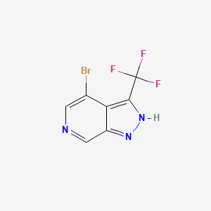 molecular formula C7H3BrF3N3 B14076634 4-bromo-3-(trifluoromethyl)-1H-pyrazolo[3,4-c]pyridine 