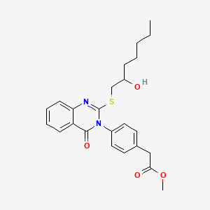 molecular formula C24H28N2O4S B14076640 Methyl 4-(2-((2-hydroxyheptyl)thio)-4-oxo-3(4H)-quinazolinyl)benzeneacetate CAS No. 102038-09-5