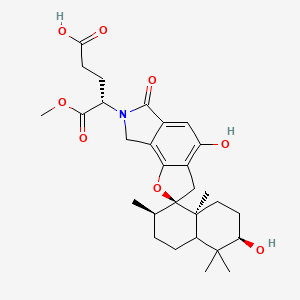 molecular formula C29H39NO8 B14076694 (4S)-4-[(3R,7R,8R,8aS)-3,4'-dihydroxy-4,4,7,8a-tetramethyl-6'-oxospiro[2,3,4a,5,6,7-hexahydro-1H-naphthalene-8,2'-3,8-dihydrofuro[2,3-e]isoindole]-7'-yl]-5-methoxy-5-oxopentanoic acid 