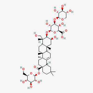 (2S,3S,4S,5R,6R)-6-[[(2S,3R,4R,4aR,6aR,6bS,8aS,12aS,14aR,14bR)-2-hydroxy-4-(hydroxymethyl)-4,6a,6b,11,11,14b-hexamethyl-8a-[(2S,3R,4S,5S,6R)-3,4,5-trihydroxy-6-(hydroxymethyl)oxan-2-yl]oxycarbonyl-1,2,3,4a,5,6,7,8,9,10,12,12a,14,14a-tetradecahydropicen-3-yl]oxy]-3,5-dihydroxy-4-[(2S,3R,4S,5R)-3,4,5-trihydroxyoxan-2-yl]oxyoxane-2-carboxylic acid