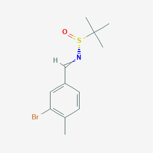 molecular formula C12H16BrNOS B14076882 (R,E)-N-(3-bromo-4-methylbenzylidene)-2-methylpropane-2-sulfinamide 