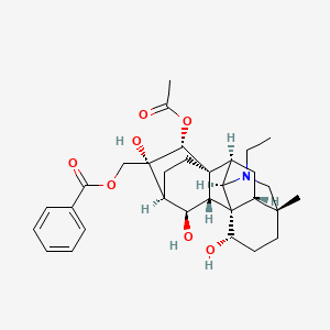 molecular formula C31H41NO7 B14076898 [(1R,2S,5R,8R,9R,10S,11R,12R,13S,14R,15R,16R)-11-acetyloxy-7-ethyl-2,12,14-trihydroxy-5-methyl-7-azahexacyclo[7.6.2.210,13.01,8.05,16.010,15]nonadecan-12-yl]methyl benzoate 