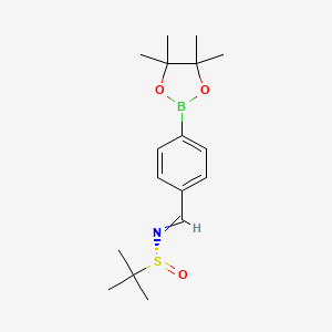 molecular formula C17H26BNO3S B14076916 (R,E)-2-methyl-N-(4-(4,4,5,5-tetramethyl-1,3,2-dioxaborolan-2-yl)benzylidene)propane-2-sulfinamide 