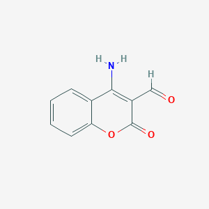 molecular formula C10H7NO3 B14077021 2H-1-Benzopyran-3-carboxaldehyde, 4-amino-2-oxo- CAS No. 136806-18-3