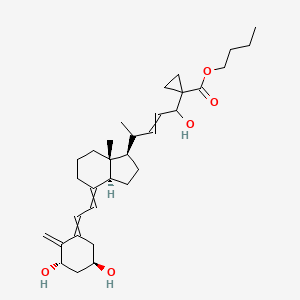 molecular formula C32H48O5 B14077114 butyl 1-[4-[(1R,3aS,7aR)-4-[2-[(3S,5R)-3,5-dihydroxy-2-methylidenecyclohexylidene]ethylidene]-7a-methyl-2,3,3a,5,6,7-hexahydro-1H-inden-1-yl]-1-hydroxypent-2-enyl]cyclopropane-1-carboxylate 