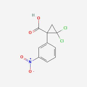 molecular formula C10H7Cl2NO4 B14077180 2,2-dichloro-1-(3-nitrophenyl)cyclopropane-1-carboxylic Acid CAS No. 101492-42-6