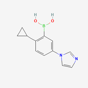 molecular formula C12H13BN2O2 B14077196 (2-Cyclopropyl-5-(1H-imidazol-1-yl)phenyl)boronic acid 