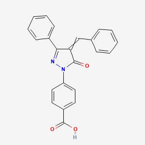 molecular formula C23H16N2O3 B14077214 4-[4,5-Dihydro-5-oxo-3-phenyl-4-(phenylmethylene)-1H-pyrazol-1-yl]benzoic acid CAS No. 486994-80-3