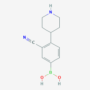 molecular formula C12H15BN2O2 B14077235 (3-Cyano-4-(piperidin-4-yl)phenyl)boronic acid 